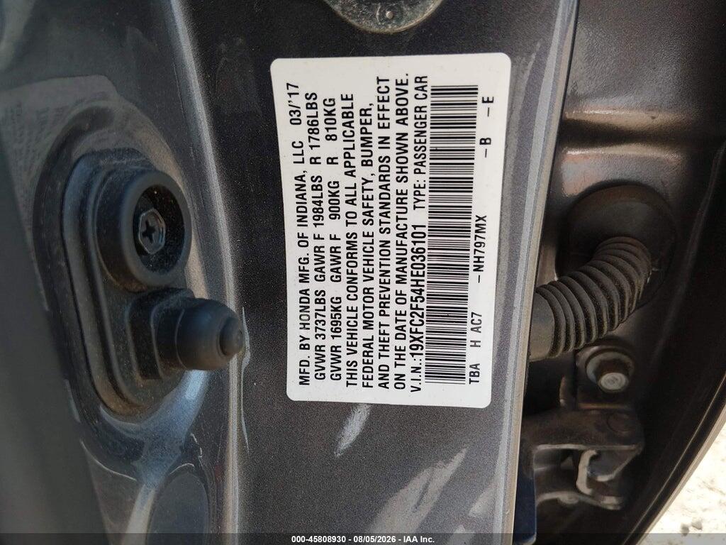 19XFC2F54HE036101 2017 HONDA CIVIC photo no. 9