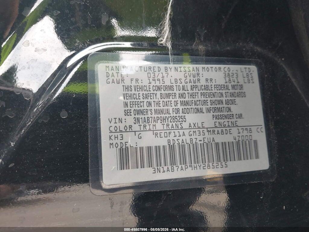 3N1AB7AP9HY285255 2017 NISSAN SENTRA photo no. 9
