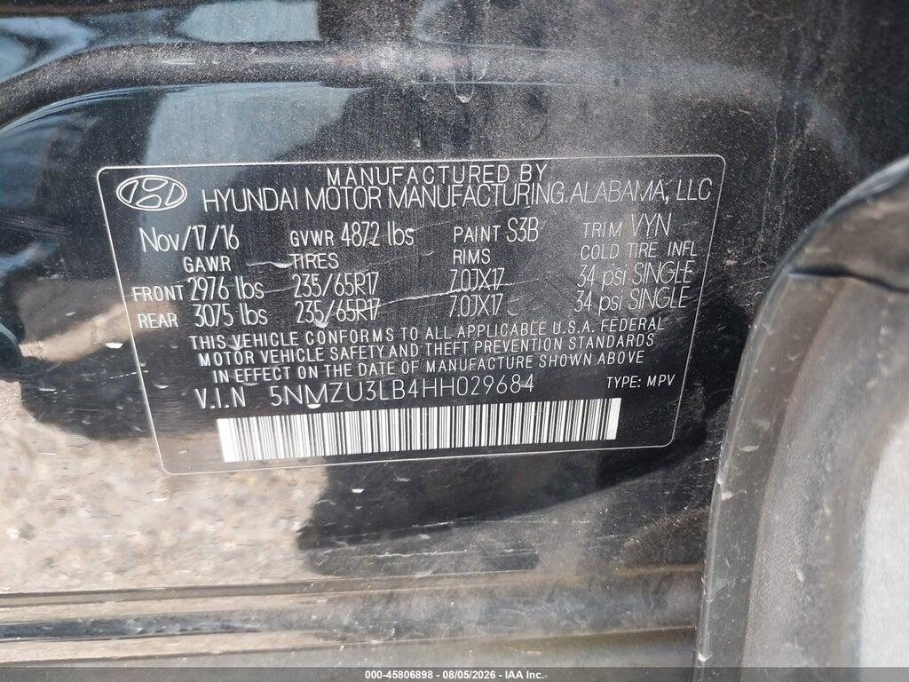 5NMZU3LB4HH029684 2017 HYUNDAI SANTA FE SPORT photo no. 9