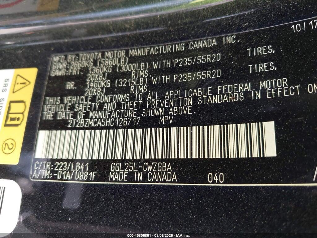 2T2BZMCA5HC126717 2017 LEXUS RX 350 photo no. 9