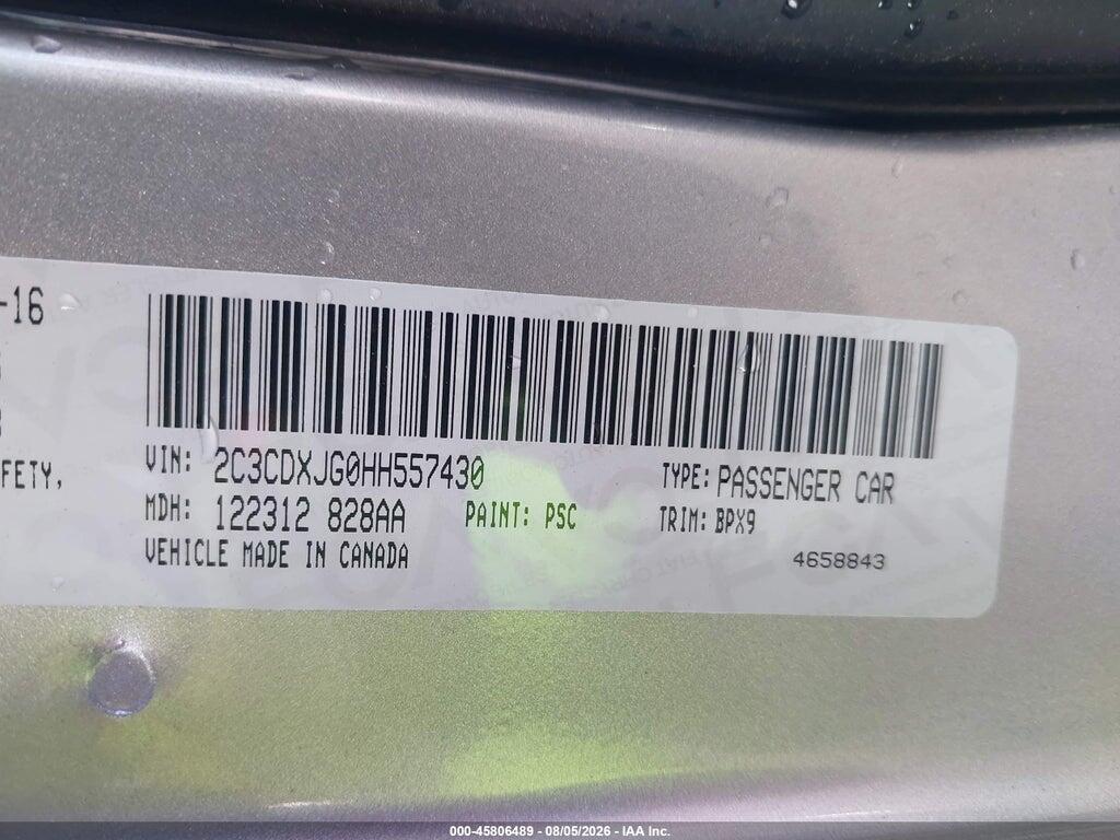 2C3CDXJG0HH557430 2017 DODGE CHARGER photo no. 9