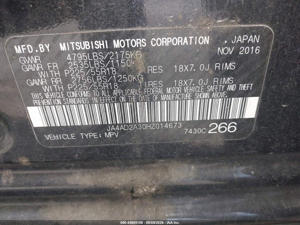 JA4AD2A30HZ014673 2017 MITSUBISHI OUTLANDER photo no. 9