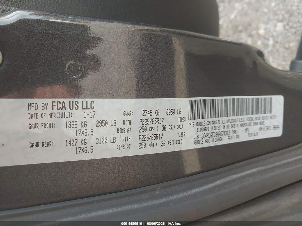2C4RDGEG8HR674313 2017 DODGE GRAND CARAVAN photo no. 9