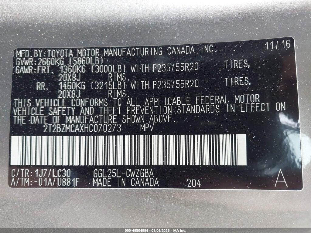 2T2BZMCAXHC070273 2017 LEXUS RX 350 photo no. 9