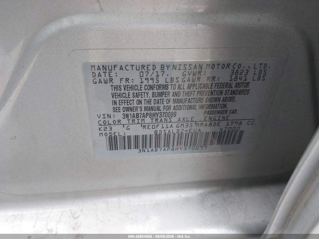 3N1AB7AP8HY370099 2017 NISSAN SENTRA photo no. 9