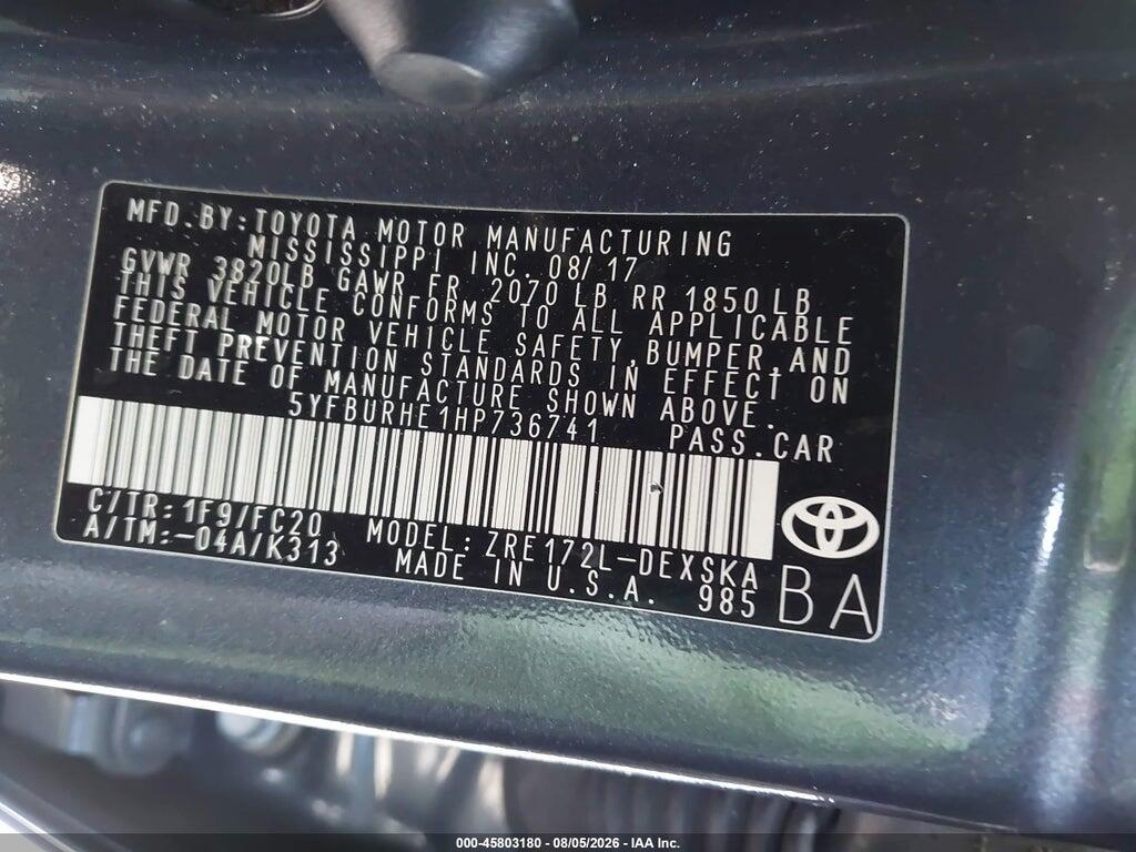 5YFBURHE1HP736741 2017 TOYOTA COROLLA photo no. 9