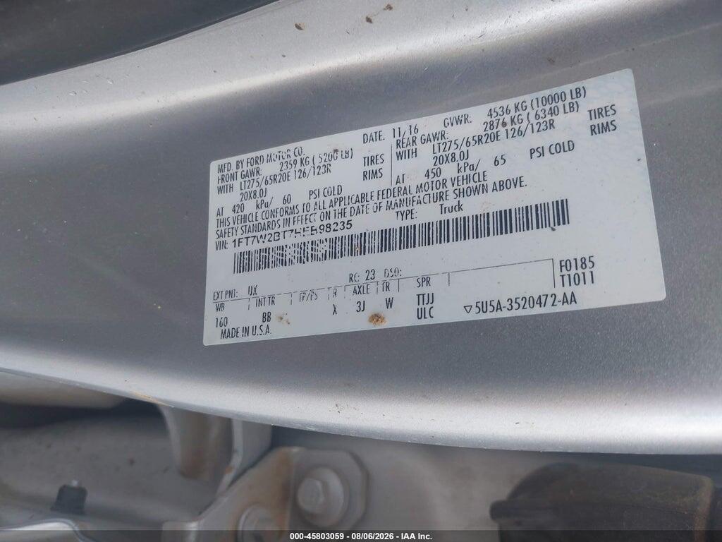 1FT7W2BT7HEB98235 2017 FORD F-250 photo no. 9