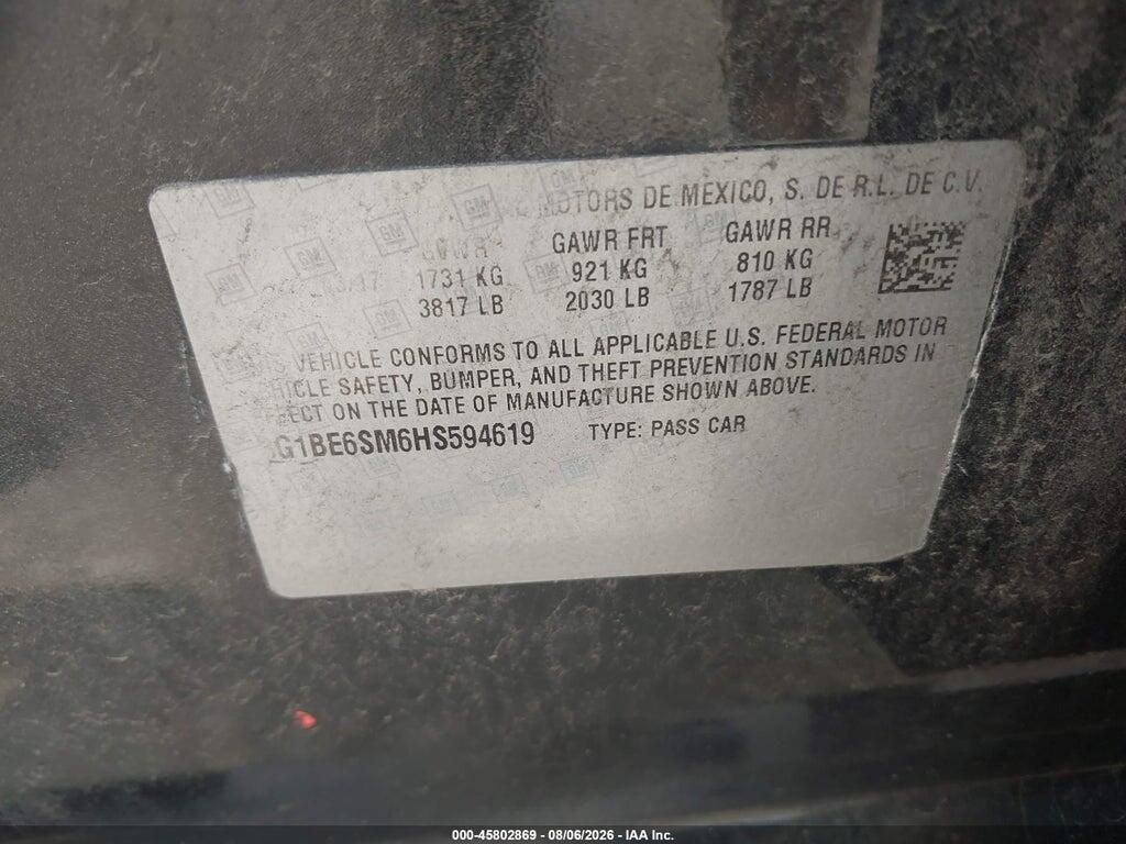 3G1BE6SM6HS594619 2017 CHEVROLET CRUZE photo no. 9