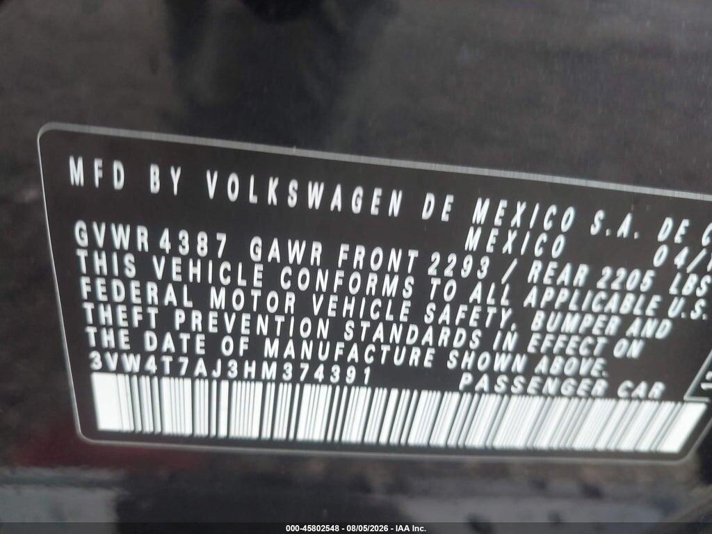 3VW4T7AJ3HM374391 2017 VOLKSWAGEN JETTA photo no. 9