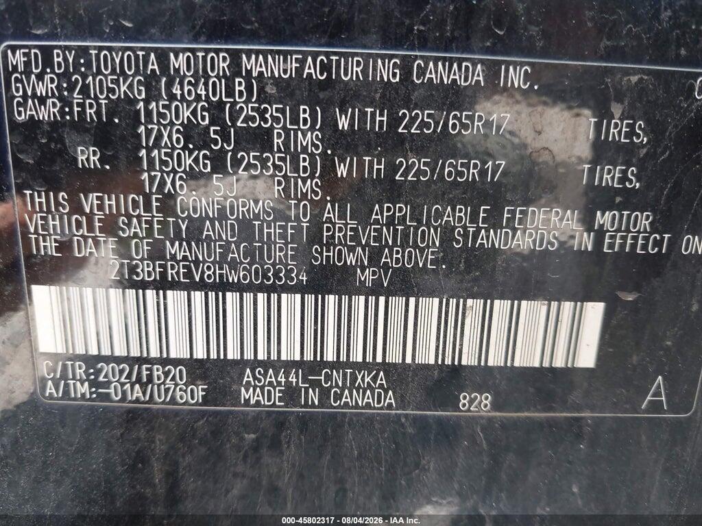 2T3BFREV8HW603334 2017 TOYOTA RAV4 photo no. 9