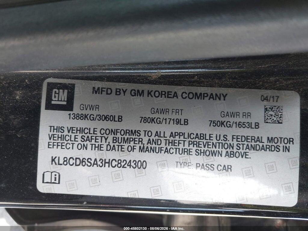 KL8CD6SA3HC824300 2017 CHEVROLET SPARK photo no. 9