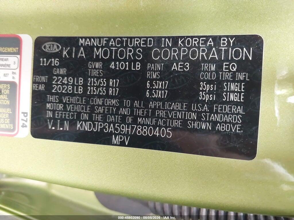 KNDJP3A59H7880405 2017 KIA SOUL photo no. 9