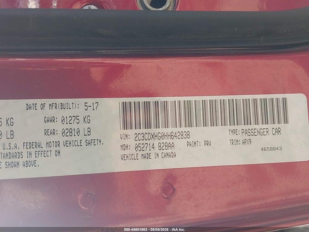 2C3CDXHG0HH642838 2017 DODGE CHARGER photo no. 9