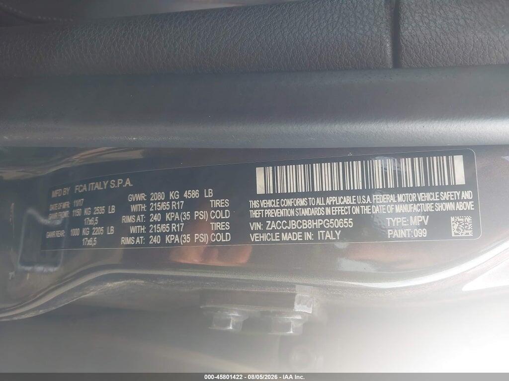 ZACCJBCB8HPG50655 2017 JEEP RENEGADE photo no. 9