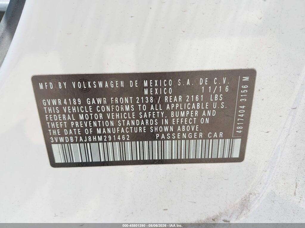 3VWDB7AJ8HM291462 2017 VOLKSWAGEN JETTA photo no. 9