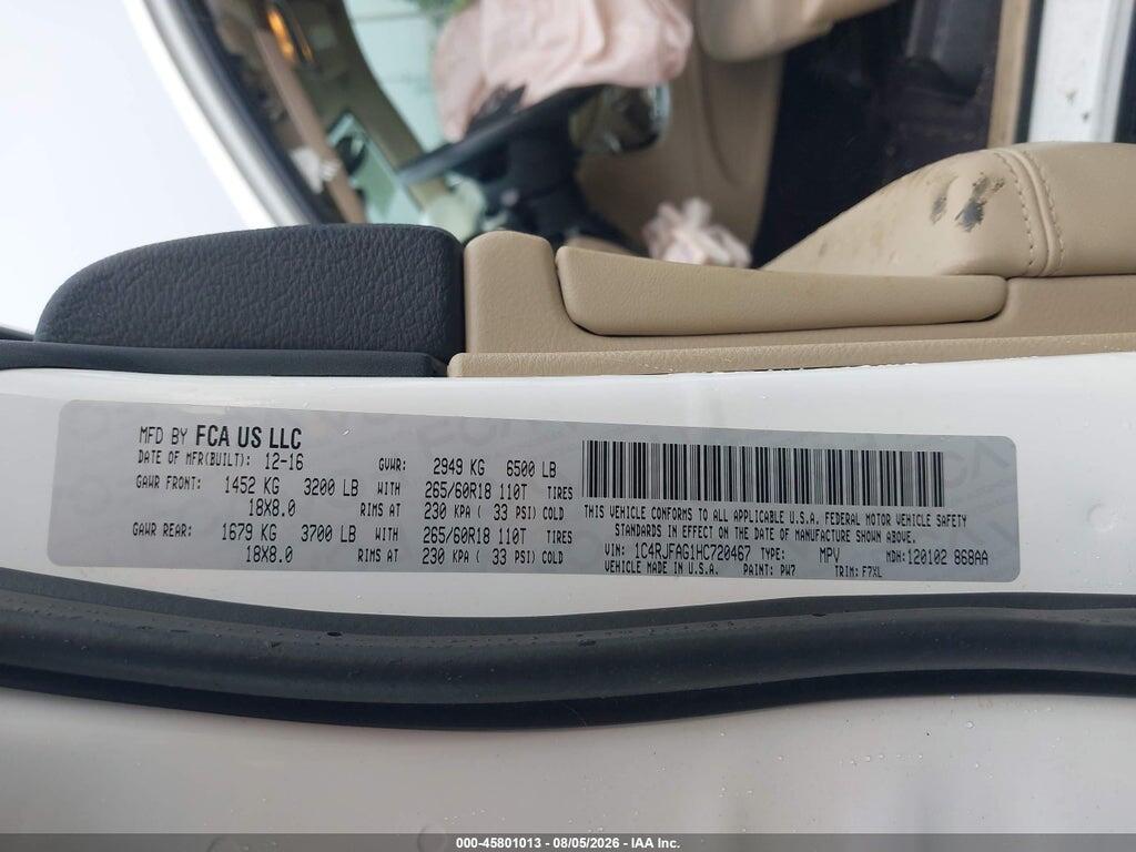 1C4RJFAG1HC720467 2017 JEEP GRAND CHEROKEE photo no. 9