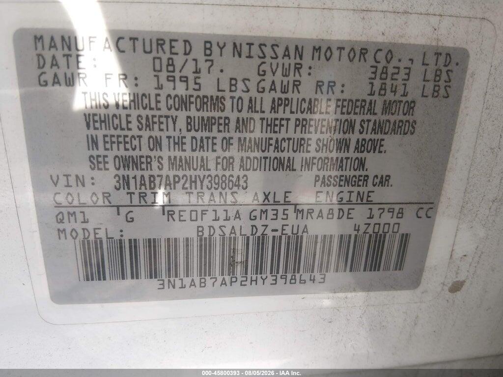 3N1AB7AP2HY398643 2017 NISSAN SENTRA photo no. 9