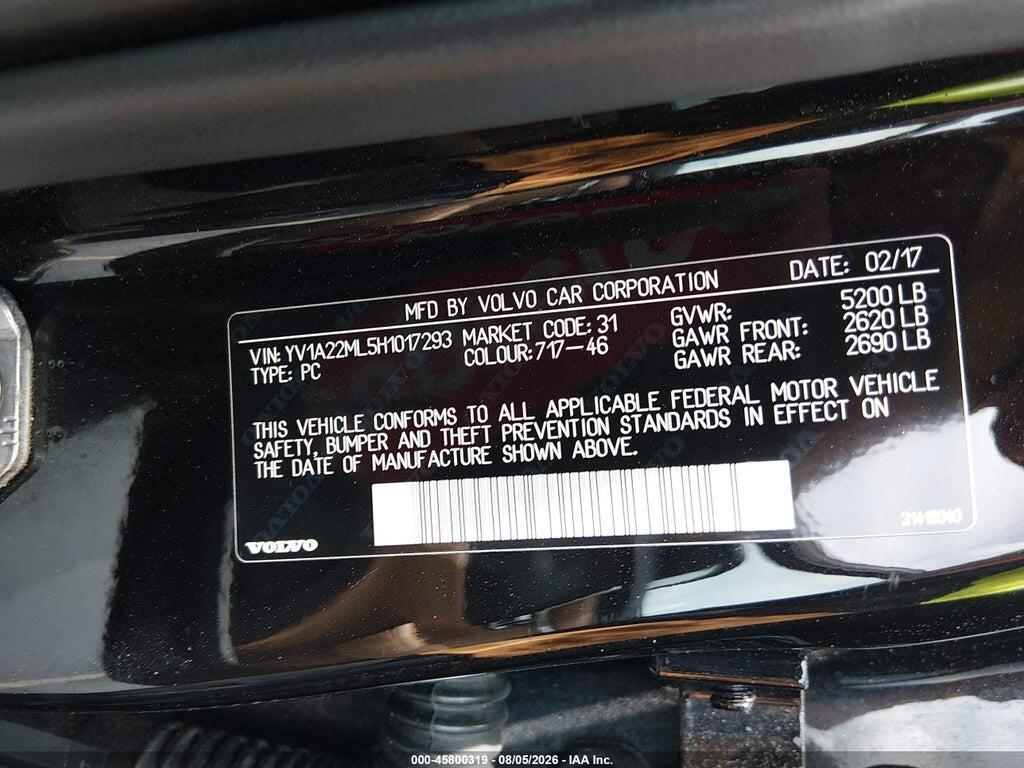 YV1A22ML5H1017293 2017 VOLVO S90 photo no. 9