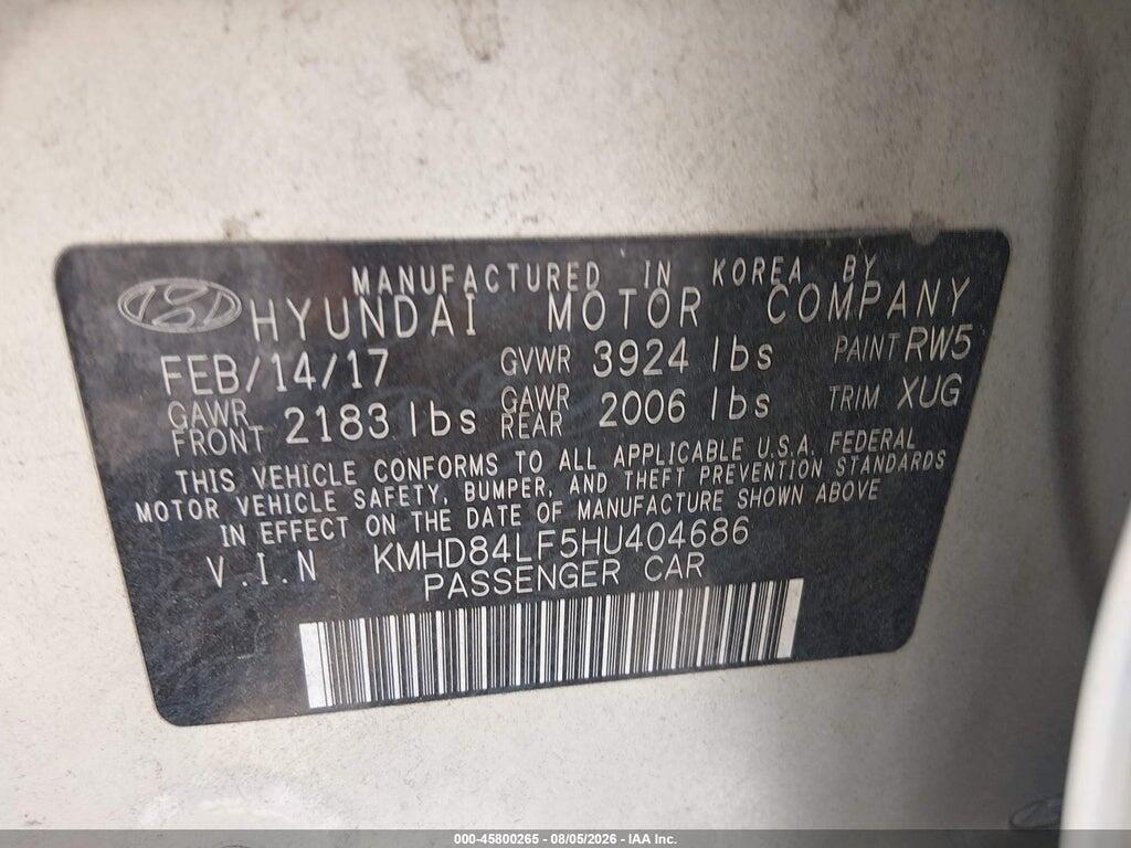 KMHD84LF5HU404686 2017 HYUNDAI ELANTRA photo no. 9
