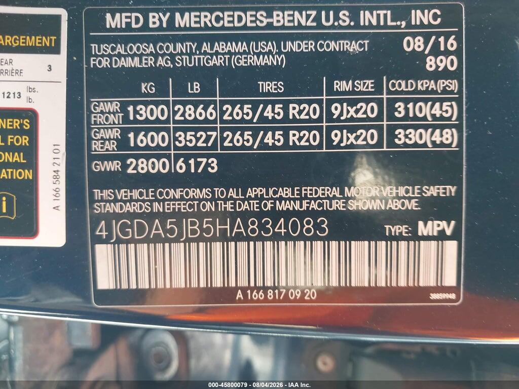4JGDA5JB5HA834083 2017 MERCEDES-BENZ GLE 350 photo no. 9