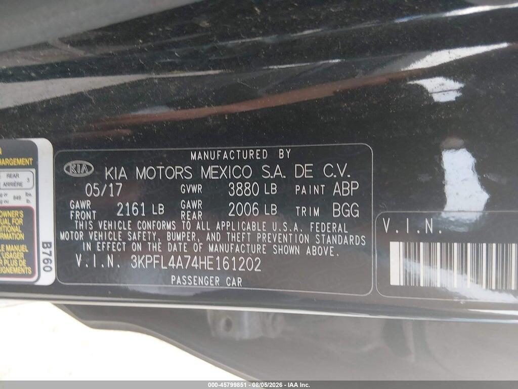 3KPFL4A74HE161202 2017 KIA FORTE photo no. 9