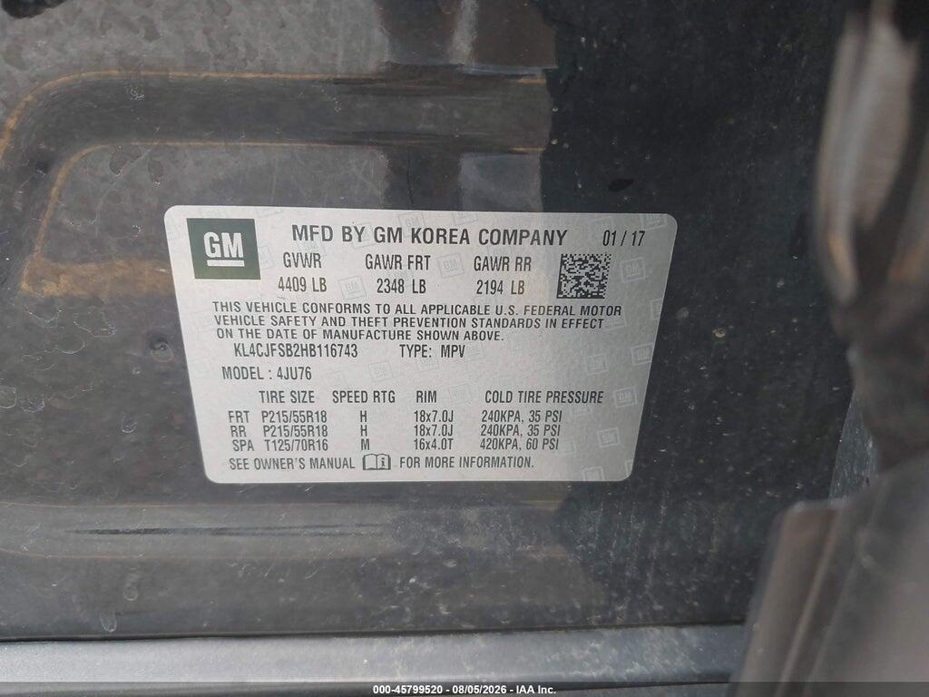 KL4CJFSB2HB116743 2017 BUICK ENCORE photo no. 9