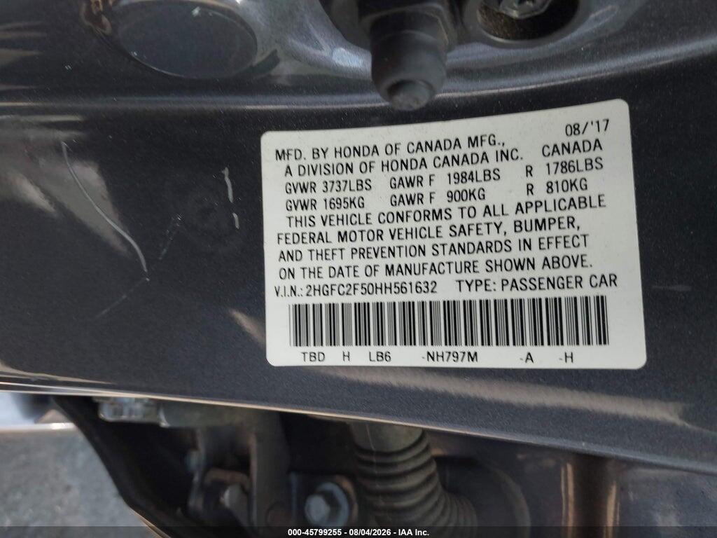 2HGFC2F50HH561632 2017 HONDA CIVIC photo no. 9