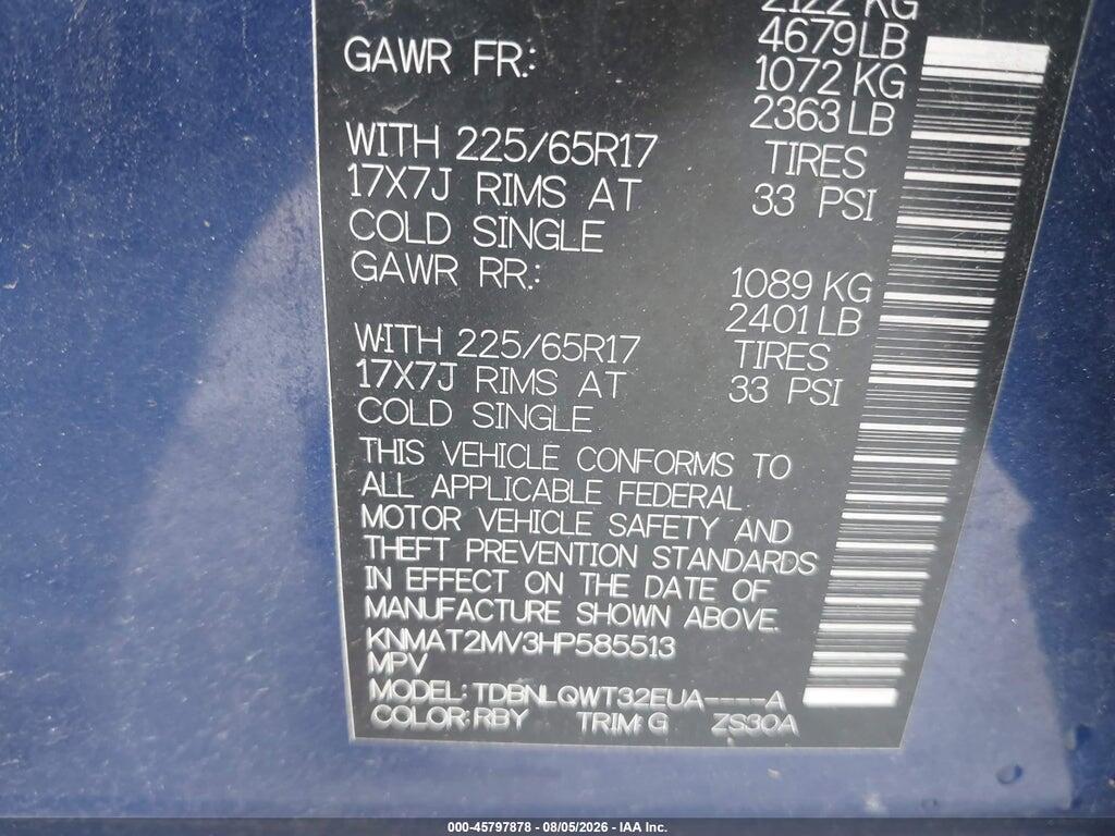 KNMAT2MV3HP585513 2017 NISSAN ROGUE photo no. 9