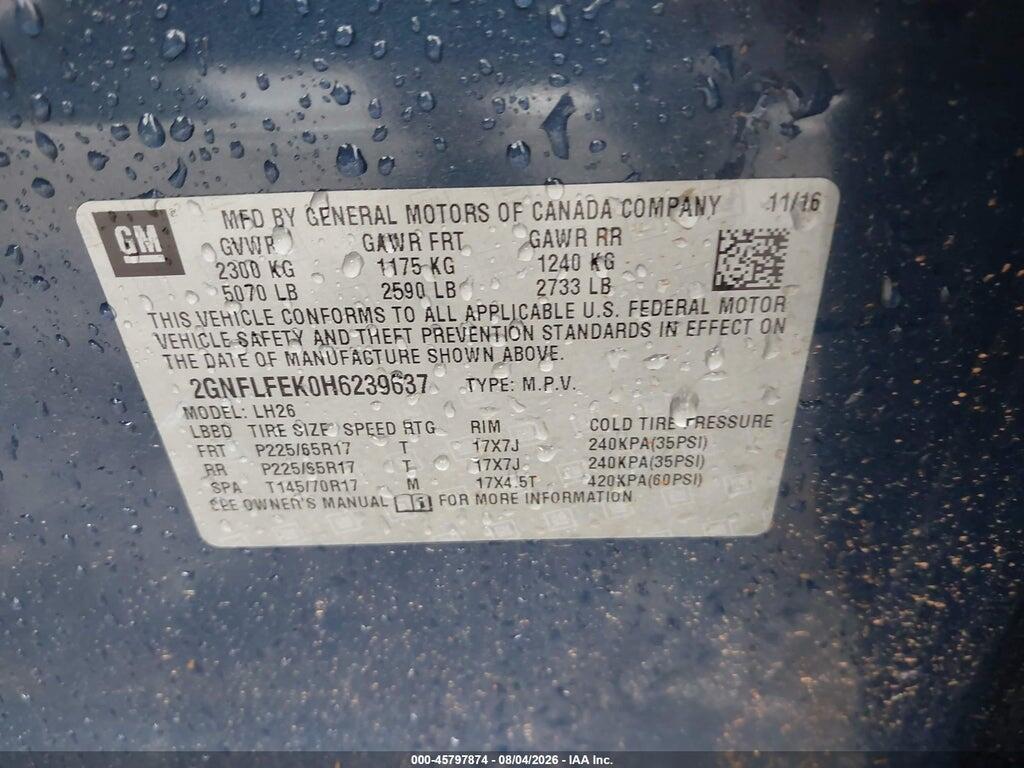2GNFLFEK0H6239637 2017 CHEVROLET EQUINOX photo no. 9