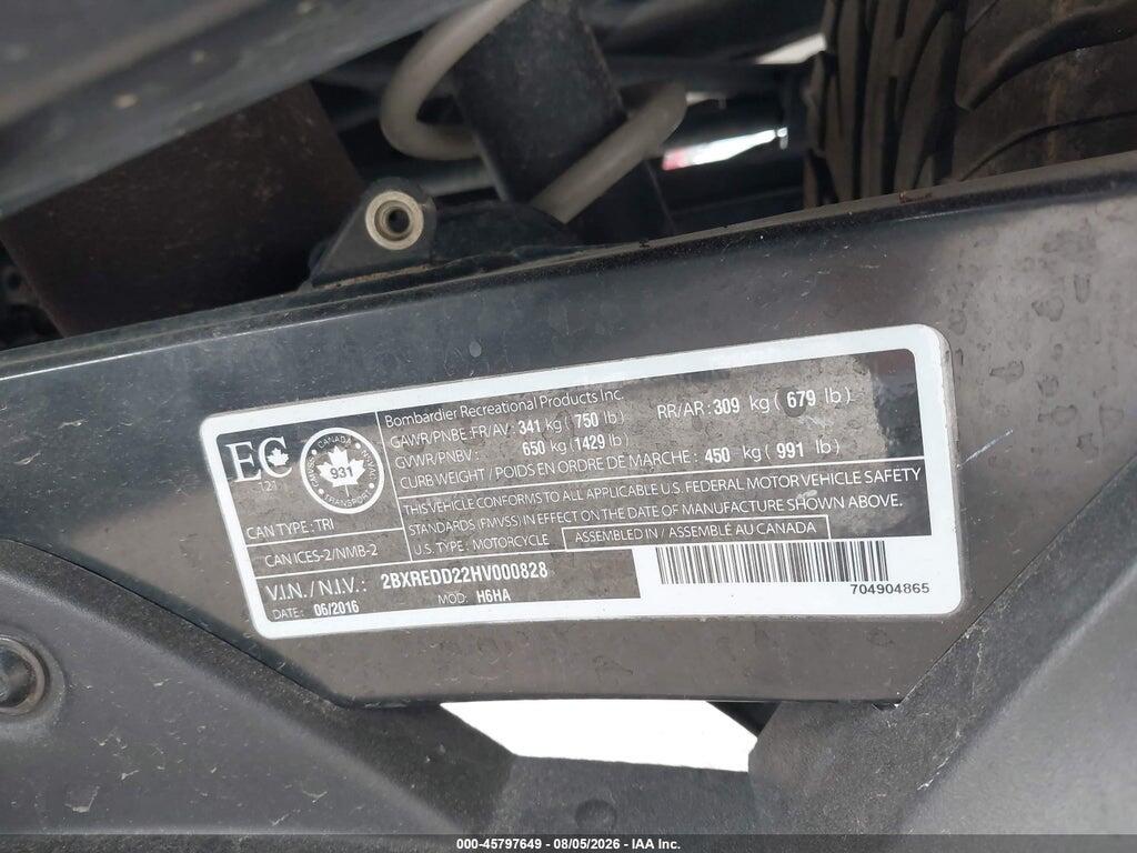 2BXREDD22HV000828 2017 CAN-AM SPYDER ROADSTER photo no. 10