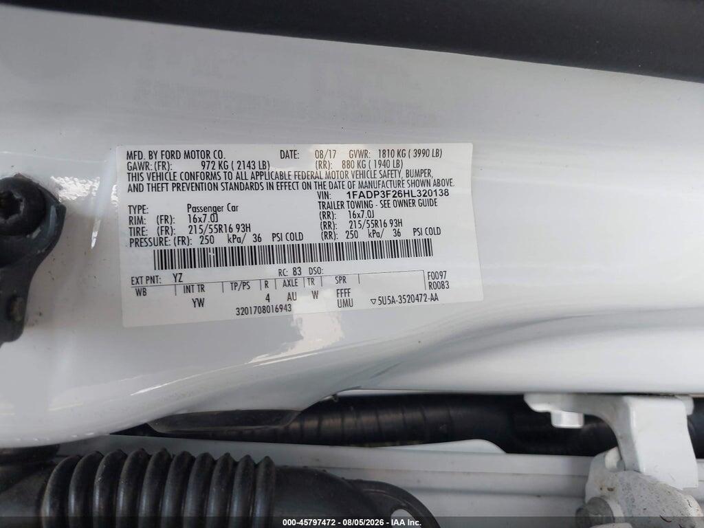 1FADP3F26HL320138 2017 FORD FOCUS photo no. 9
