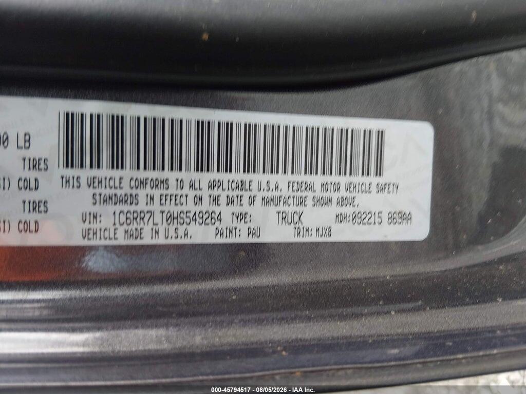 1C6RR7LT0HS549264 2017 RAM 1500 photo no. 9