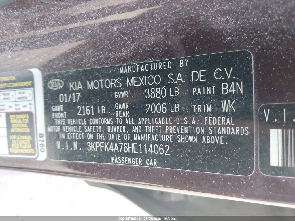 3KPFK4A76HE114062 2017 KIA FORTE photo no. 9
