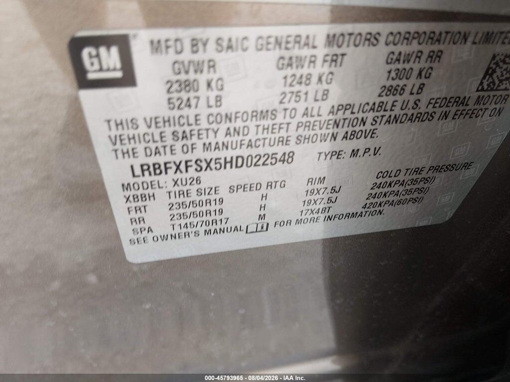LRBFXFSX5HD022548 2017 BUICK ENVISION photo no. 9