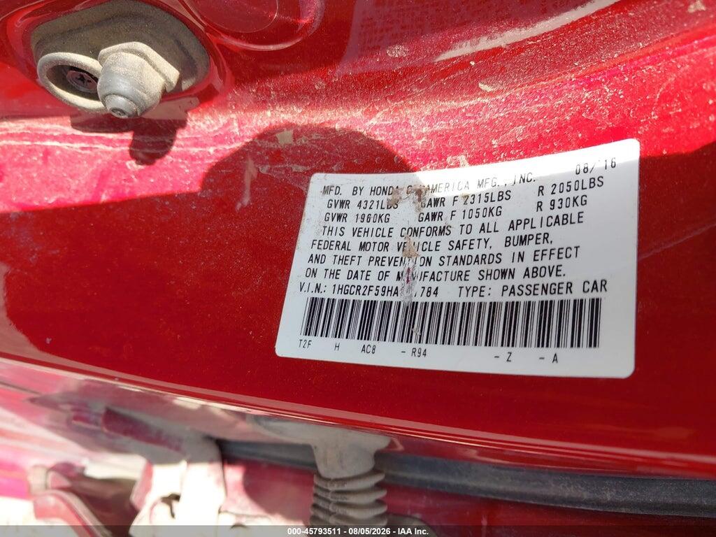 1HGCR2F59HA041784 2017 HONDA ACCORD photo no. 9