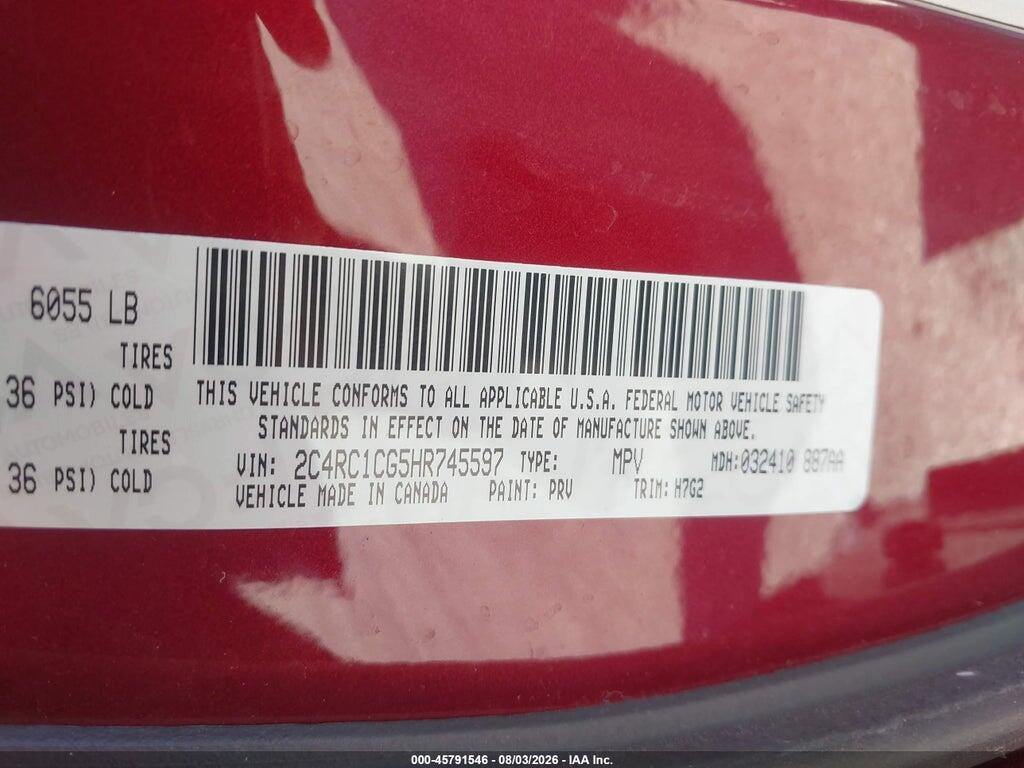 2C4RC1CG5HR745597 2017 CHRYSLER PACIFICA photo no. 9