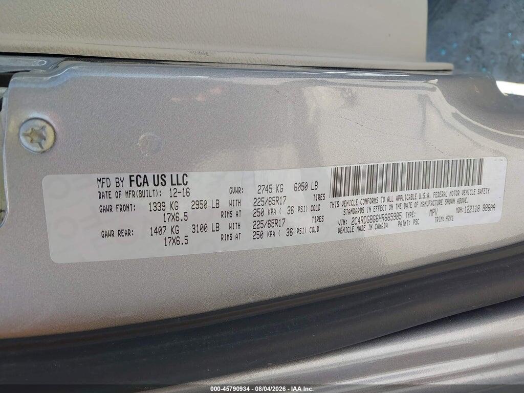 2C4RDGBG6HR665985 2017 DODGE GRAND CARAVAN photo no. 9
