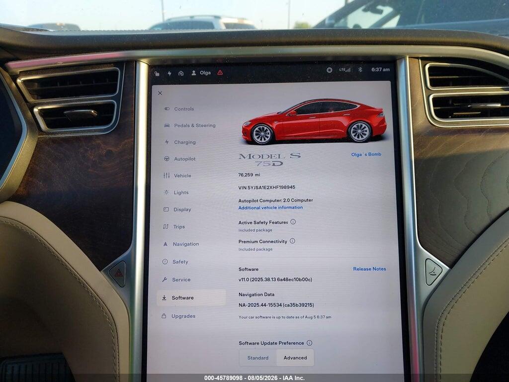 5YJSA1E2XHF198945 2017 TESLA MODEL S photo no. 7