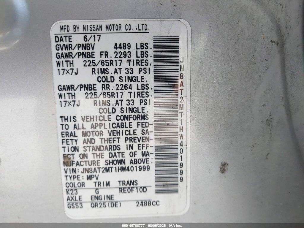 JN8AT2MT1HW401999 2017 NISSAN ROGUE photo no. 9