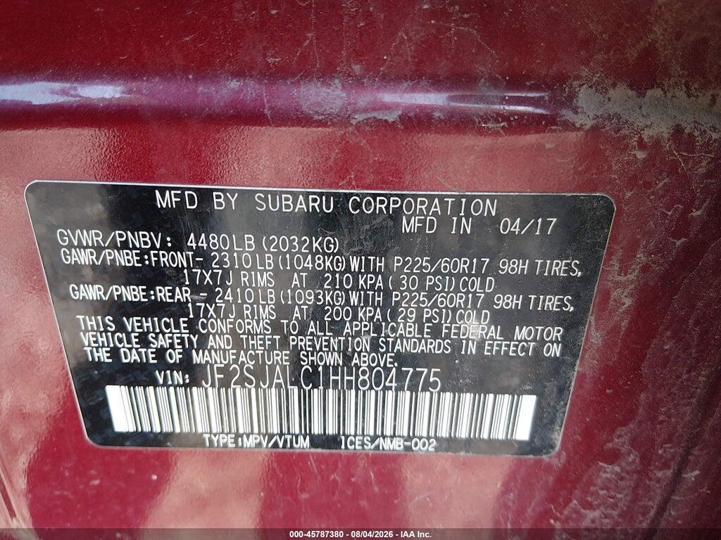JF2SJALC1HH804775 2017 SUBARU FORESTER photo no. 9
