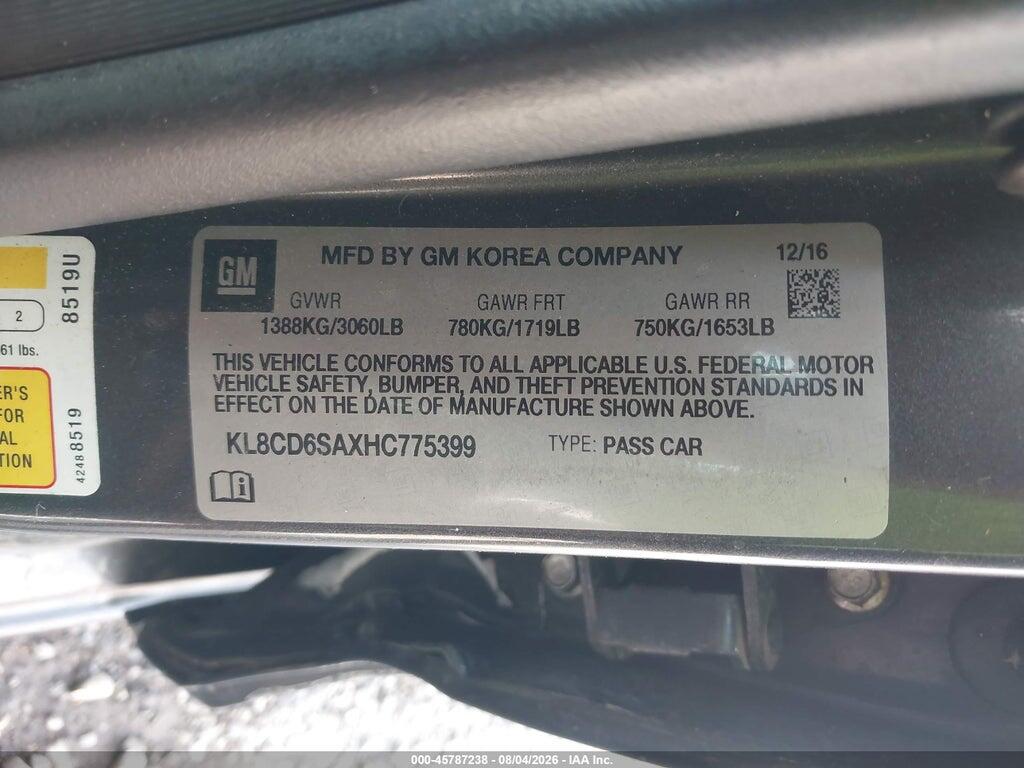 KL8CD6SAXHC775399 2017 CHEVROLET SPARK photo no. 9