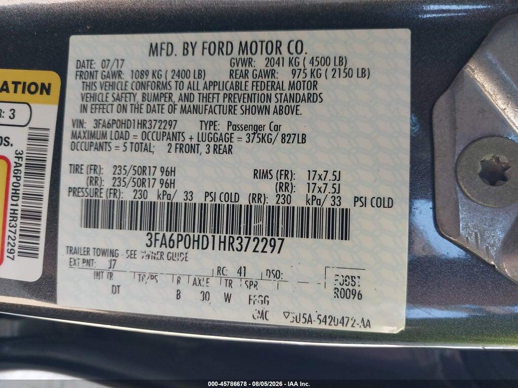 3FA6P0HD1HR372297 2017 FORD FUSION photo no. 9