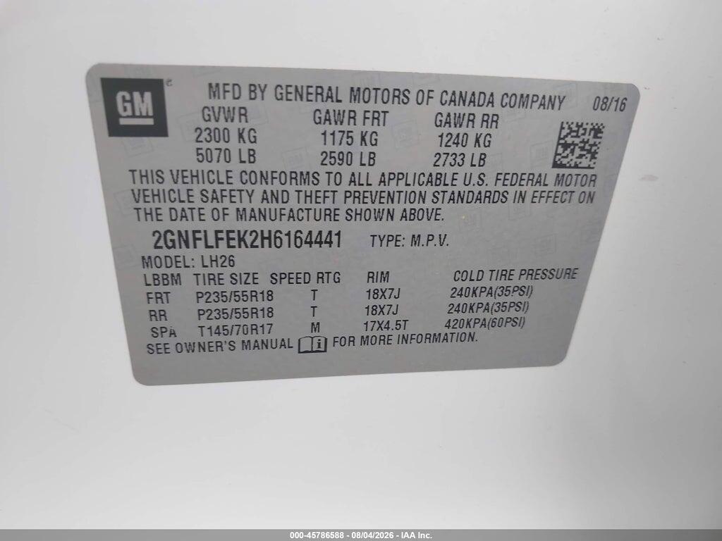 2GNFLFEK2H6164441 2017 CHEVROLET EQUINOX photo no. 9