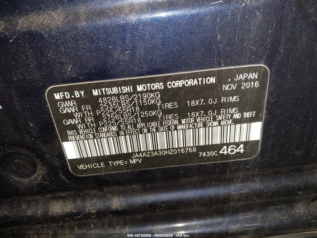 JA4AZ3A30HZ016768 2017 MITSUBISHI OUTLANDER photo no. 9