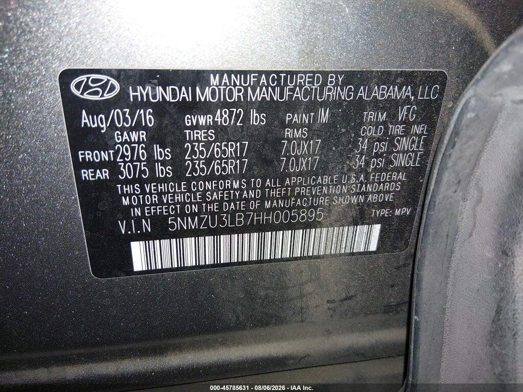 5NMZU3LB7HH005895 2017 HYUNDAI SANTA FE SPORT photo no. 9