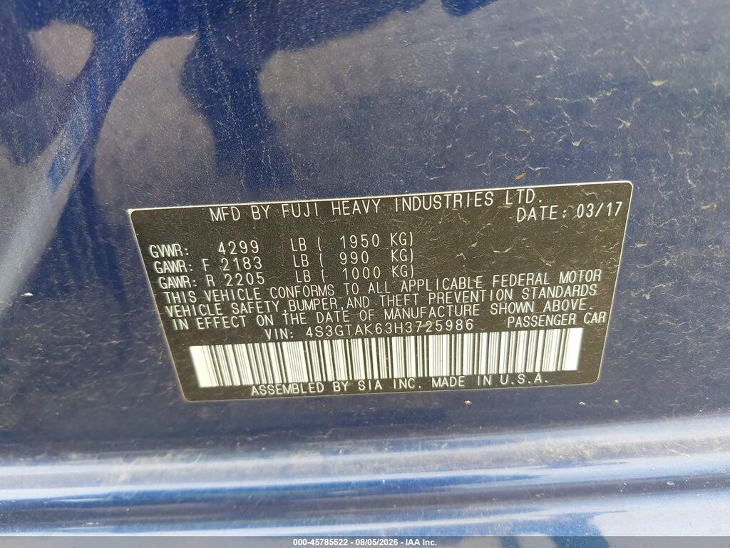 4S3GTAK63H3725986 2017 SUBARU IMPREZA photo no. 9