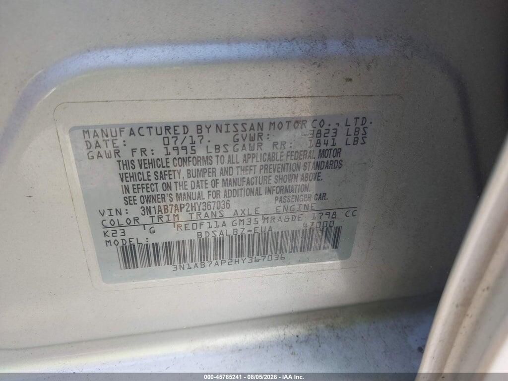 3N1AB7AP2HY367036 2017 NISSAN SENTRA photo no. 9