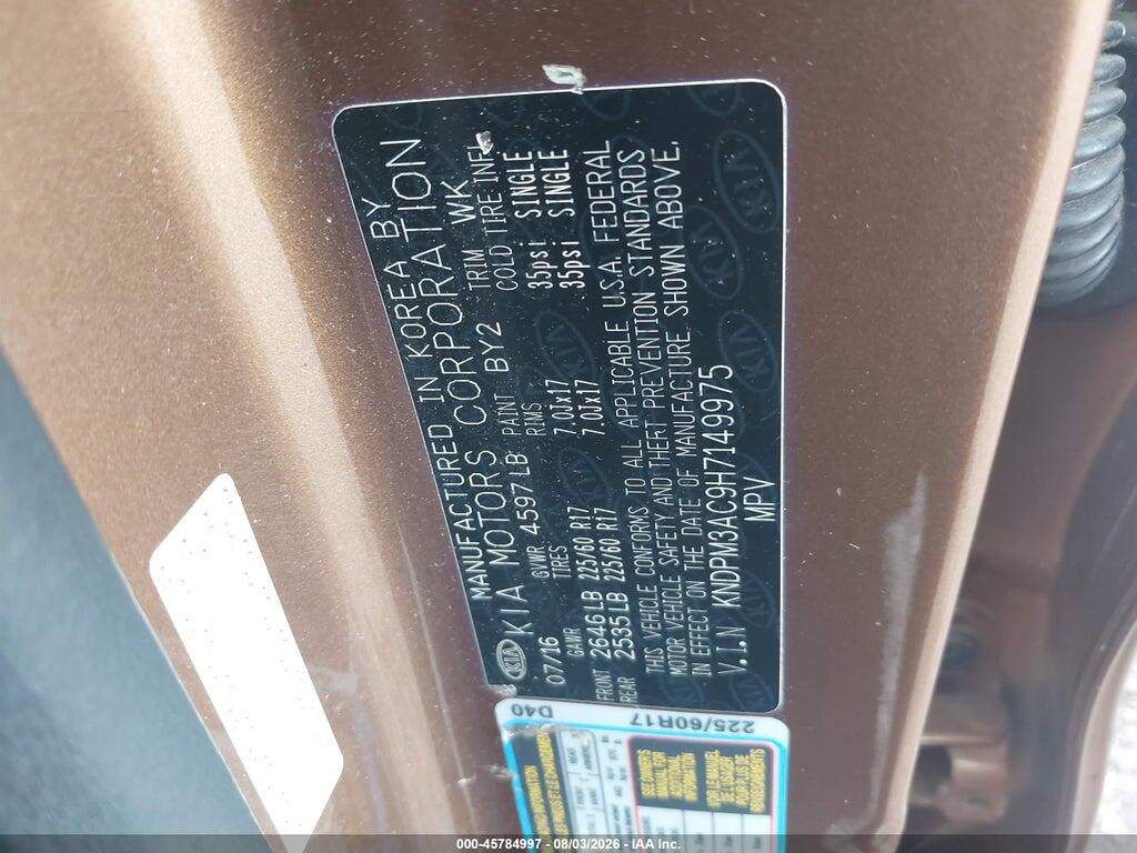 KNDPM3AC9H7149975 2017 KIA SPORTAGE photo no. 9