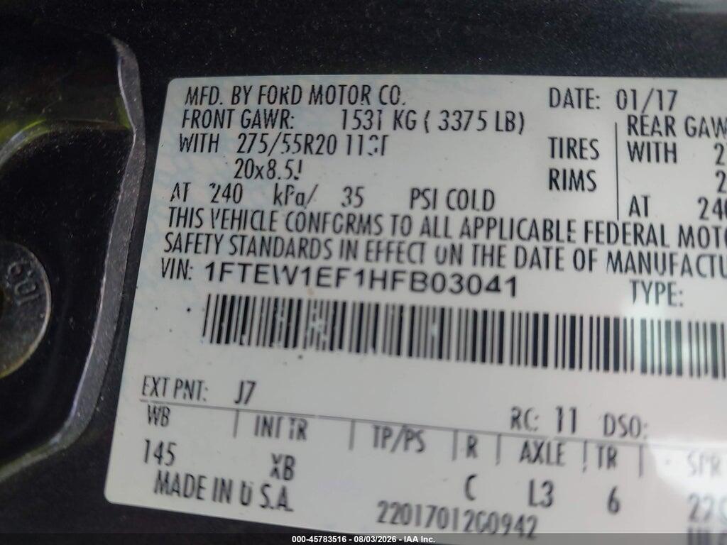 1FTEW1EF1HFB03041 2017 FORD F-150 photo no. 9