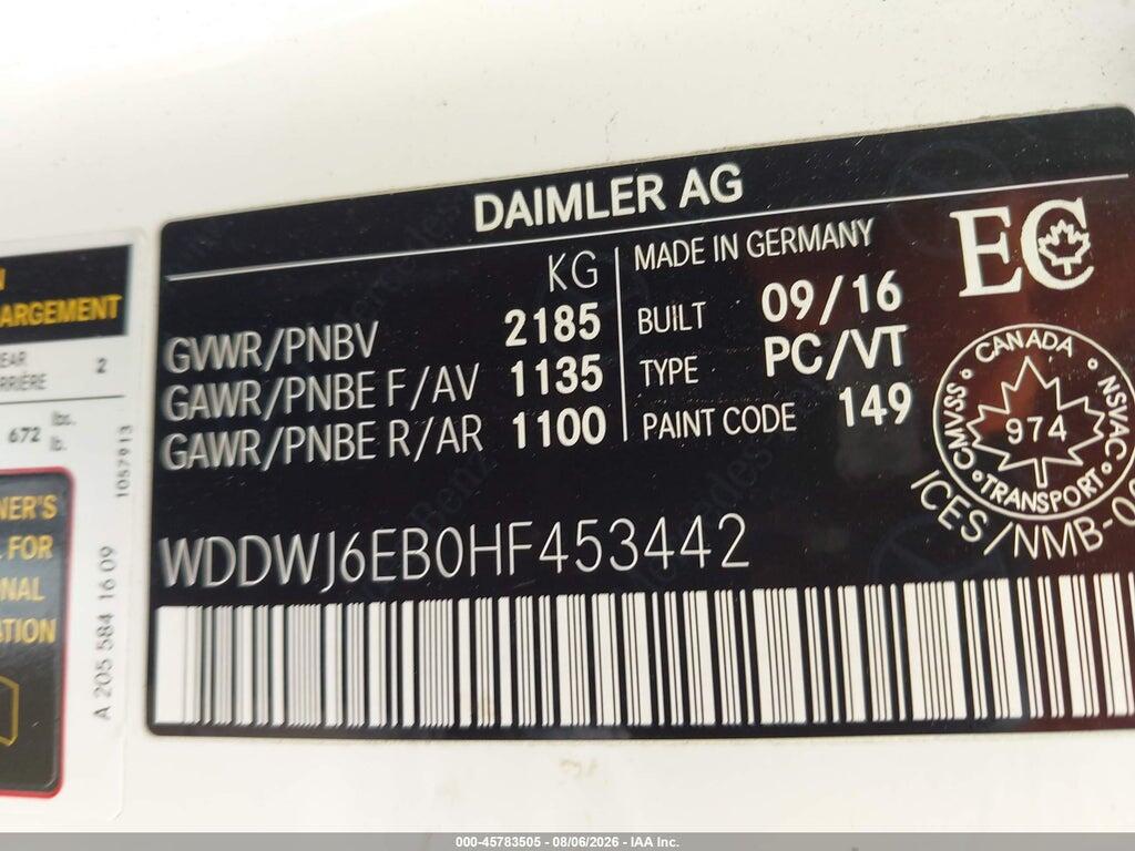 WDDWJ6EB0HF453442 2017 MERCEDES-BENZ AMG C 43 photo no. 9